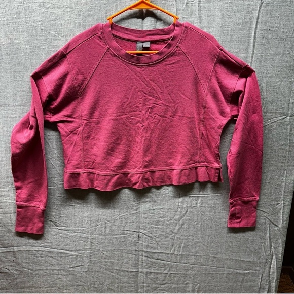 Sweaty Betty Tops - Sweaty Betty After Class Pink Crop Sweatshirt Thumbholes Unique Stiching US 8-10